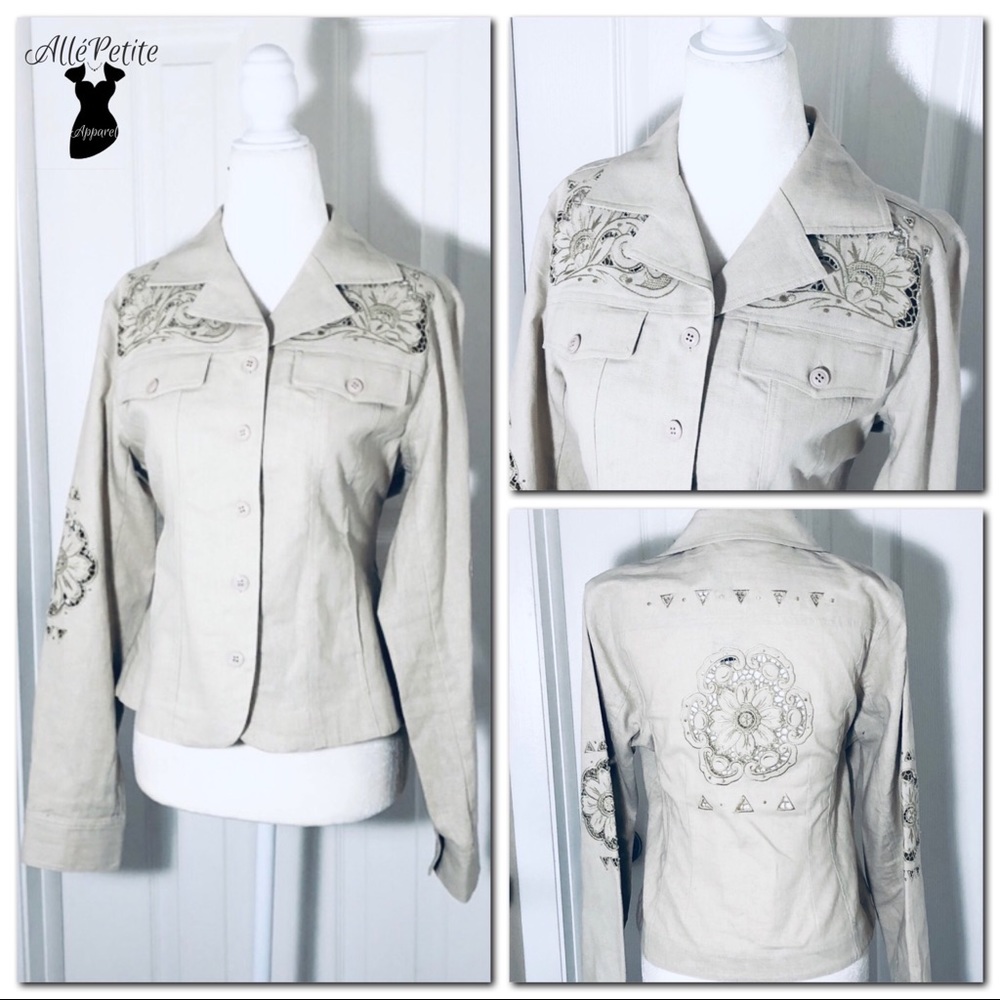 Light Sandy Colored Embroidered Lace Jacket